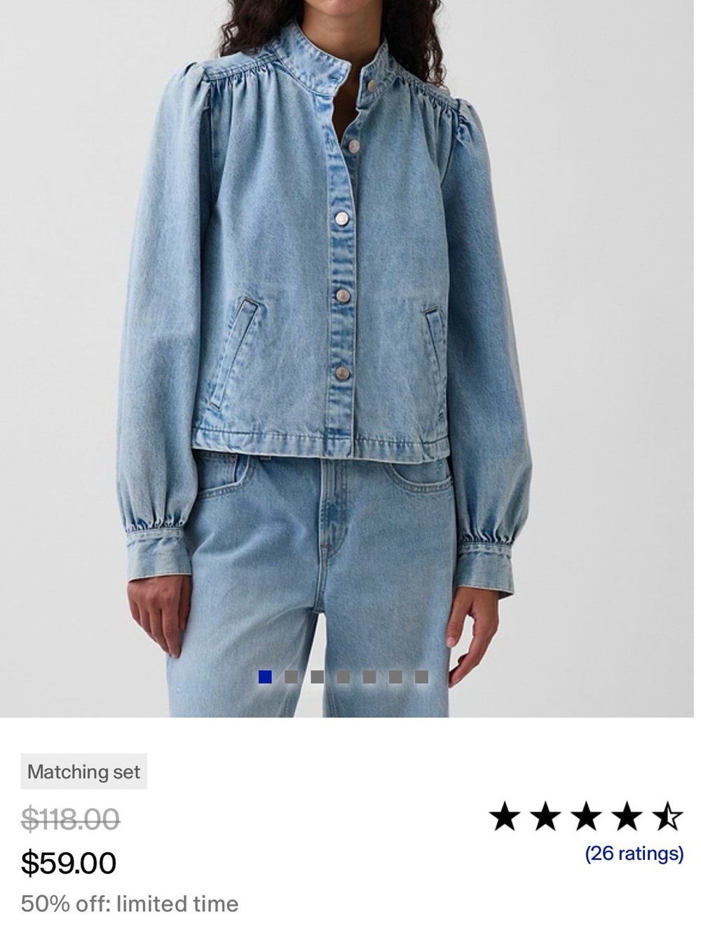 GAP Light Blue Denim Ruffle-Collar Jacket